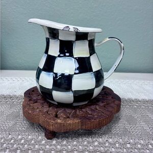 MacKenzie-Childs Black and White Checkered Ceramic creamer Jug